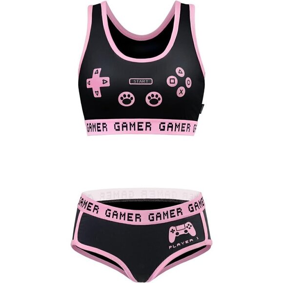 Littleforbig Women Cotton Camisole and Pantie Sport Loungewear Bralette Set Pink - Picture 5 of 7